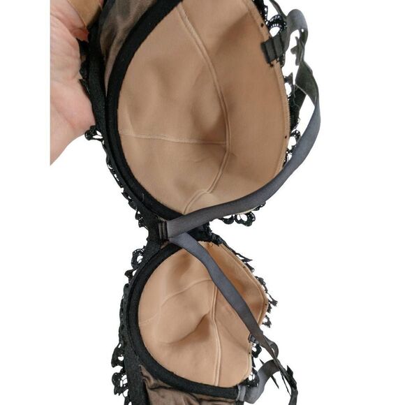 Dita Von Teese Women's Black Lace Velvet Straps Bra Size 34H - Picture 9 of 15